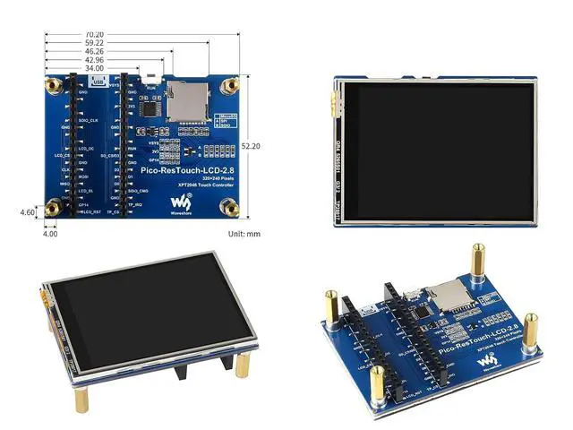 Alt view image 5 of 7 - for Raspberry Pi Pico LCD 2.8inch Touch Display Module 320×240 Resolution 262K Colors Display IPS Screen,Resistive Touch Controller XPT2046, ST7789 Driver, Using SPI Bus