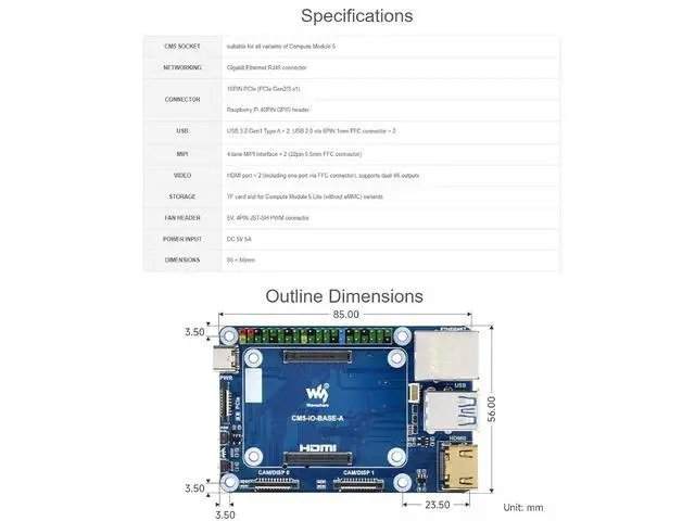 Alt view image 5 of 7 - Mini Base Board (A) Compatible with Raspberry Pi Compute Module 5,Suitable for Evaluating The Raspberry Pi CM5 Or Being Integrated Into End Products
