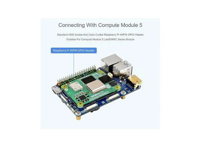 Alt view image 3 of 7 - Mini Base Board (A) Compatible with Raspberry Pi Compute Module 5,Suitable for Evaluating The Raspberry Pi CM5 Or Being Integrated Into End Products