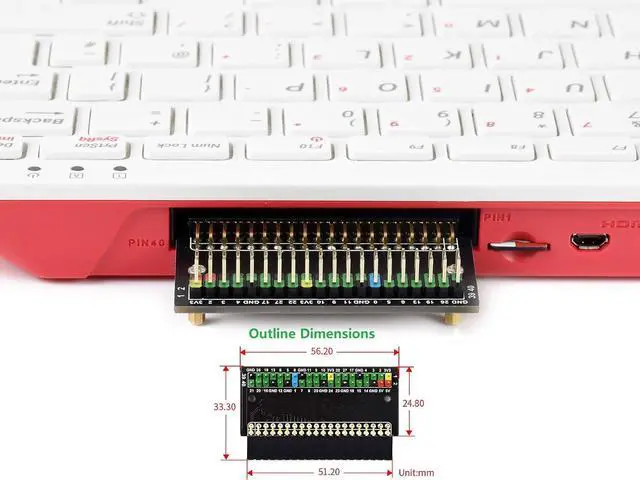 Alt view image 4 of 7 - 40 PIN GPIO Header Adapter Color-Coded Header Expansion Board for Raspberry Pi 400,Easy Expansion