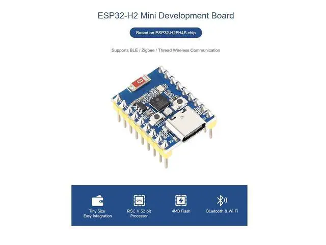 Alt view image 2 of 7 - ESP32-H2 Mini Development Board with pre-soldered Header Based on ESP32-H2FH4S chip,RISC-V 32-bit Single-core Processor,Supports BLE/Zigbee/Thread Wireless Communication,4MB Flash