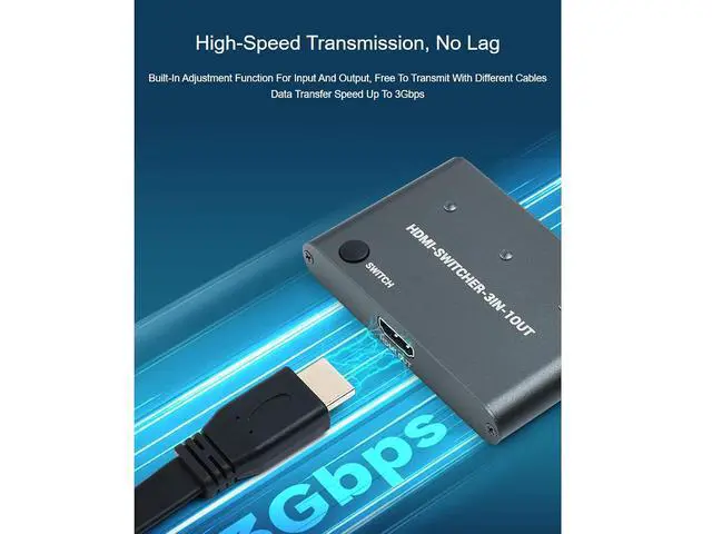 Alt view image 7 of 7 - HDMI Switcher 3 in 1 Out 4K HD HDMI Switcher Splitter,Support 4K/2K@30Hz and 4K/2K (YCbCr420)@60Hz Resolution,HDMI 1.4b,DVI1.0,Compatible with Raspberry Pi, PC, Smartphone