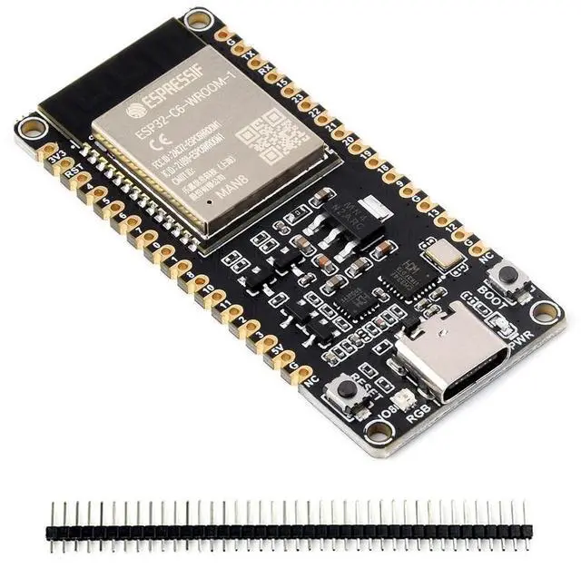 Main image of ESP32-C6 Microcontroller WiFi 6 Development Board Onboard ESP32-C6-WROOM-1-N8 with RISC-V 32-bit Sngle-core Processor, WiFi 6+Bluetooth 5+IEEE 802.15.4 Wireless Communication