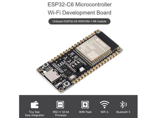 Alt view image 3 of 7 - ESP32-C6 Microcontroller WiFi 6 Development Board Onboard ESP32-C6-WROOM-1-N8 with RISC-V 32-bit Sngle-core Processor, WiFi 6+Bluetooth 5+IEEE 802.15.4 Wireless Communication