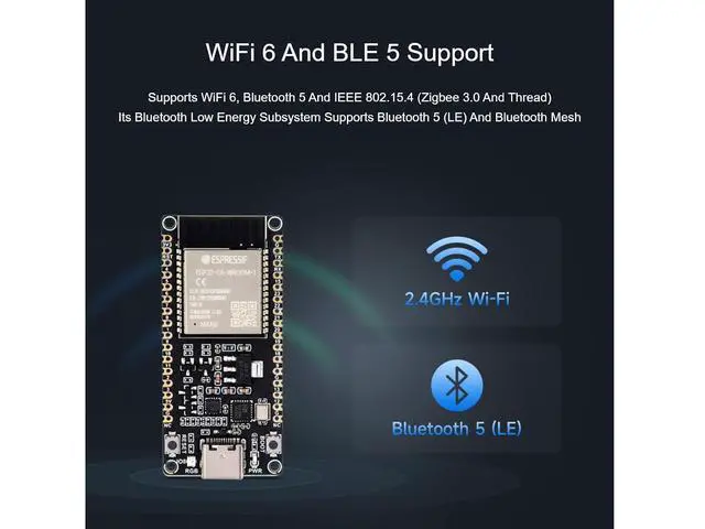 Alt view image 4 of 7 - ESP32-C6 Microcontroller WiFi 6 Development Board Onboard ESP32-C6-WROOM-1-N8 with RISC-V 32-bit Sngle-core Processor, WiFi 6+Bluetooth 5+IEEE 802.15.4 Wireless Communication