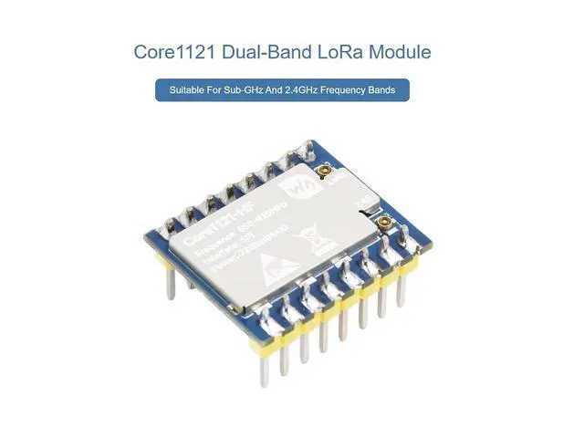 Alt view image 2 of 7 - Core1121 HF Dual-Band LoRa Module with Antenna with pre-soldered Header Based on Low-Power LoRa LR1121 Transceiver ,850-930MHz Frequency,Supports LoRa, (G)FSK, and LR-FHSS Modulation Schemes