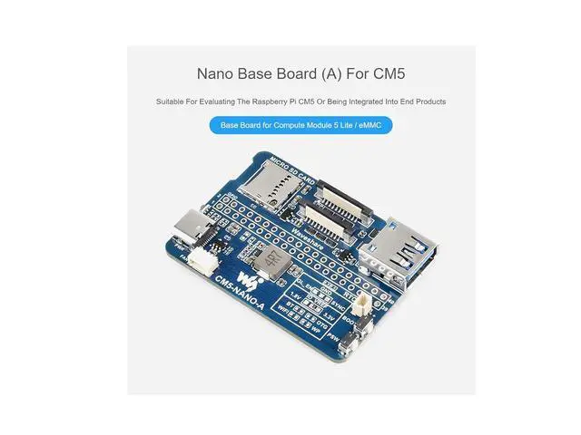 Alt view image 2 of 7 - Nano Base Board (A) for Raspberry Pi Compute Module 5 Lite/eMMC,CM5 Mini Expansion Board,Integrate Multiple Peripheral Interfaces