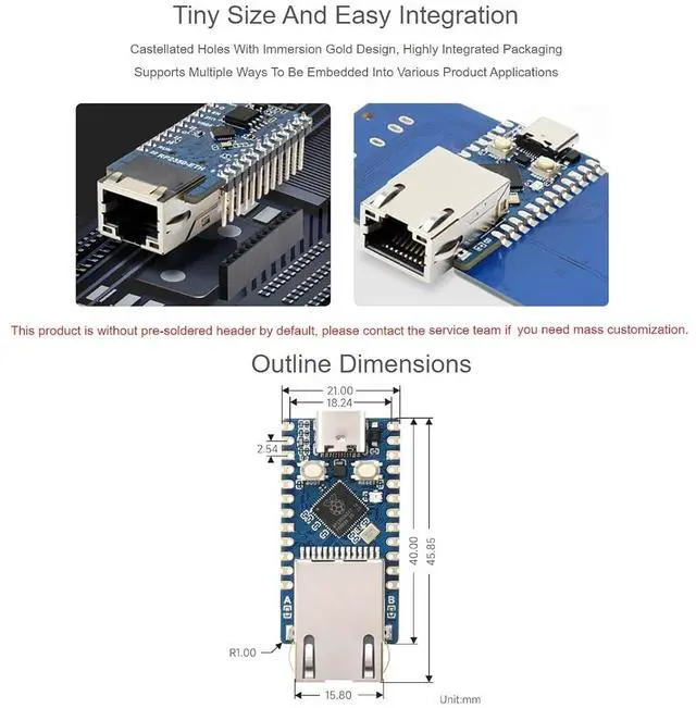 Alt view image 7 of 7 - RP2350-ETH Mini Development Board Based On Official RP2350 Dual-Core & Dual-Architecture Microcontroller,RP2350 Ethernet Port Module,Support C/C++, MicroPython, Arduino