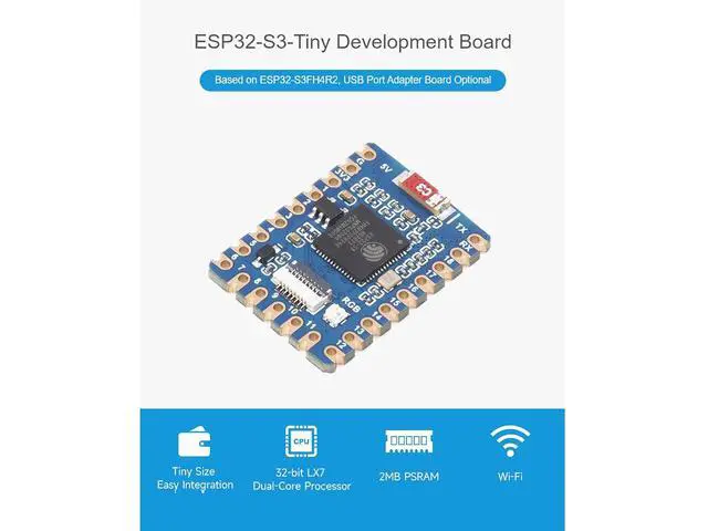Alt view image 2 of 7 - ESP32-S3 Mini Development Board Based on ESP32-S3FH4R2 Dual-Core Processor,2.4GHz Wi-Fi and Bluetooth LE Support,240MHz Running Frequency