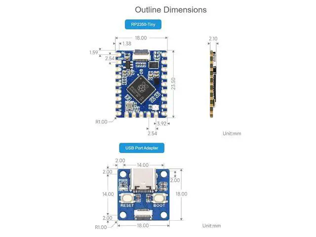 Alt view image 6 of 7 - RP2350-Tiny Microcontroller Development Board with USB Port Adapter Based On RP2350A Chip,Support C/C++, MicroPython