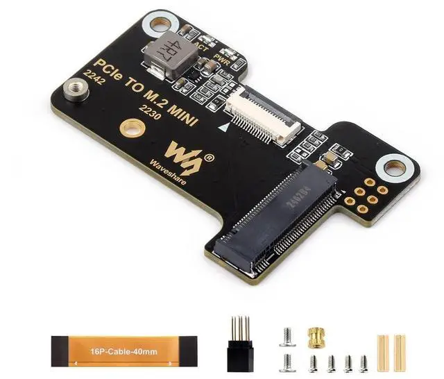 Main image of PCIe to M.2 Mini Adapter Board for Raspberry Pi 5,PCIe to M.2 Adapter Support M.2 NVMe SSD 2230 2242,Supports Gen2 and Gen3 Modes