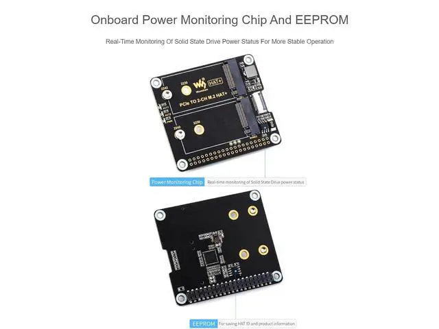 Alt view image 6 of 7 - PCIe to 2-ch M.2 Adapter for Raspberry Pi 5,2-Ch NVMe Protocol M.2 Solid State Drive Adapter,Support M.2 NVMe SSD 2230 2242,Supports PCIE X1 Gen2 Only