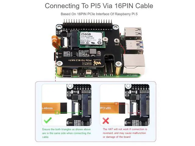 Alt view image 4 of 7 - PCIe to M.2 Adapter for Raspberry Pi 5,Support M.2 NVMe SSD 2230 2242,Supports Gen2 and Gen3 Modes