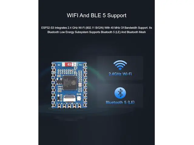 Alt view image 4 of 7 - ESP32-S3 Mini Development Board with USB Port Adapter Board Based on ESP32-S3FH4R2 Dual-Core Processor,2.4GHz Wi-Fi and Bluetooth LE Support,240MHz Running Frequency