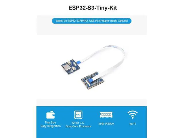 Alt view image 2 of 7 - ESP32-S3 Mini Development Board with USB Port Adapter Board Based on ESP32-S3FH4R2 Dual-Core Processor,2.4GHz Wi-Fi and Bluetooth LE Support,240MHz Running Frequency