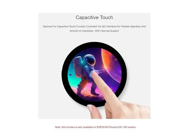 Alt view image 6 of 7 - ESP32-S3 1.85inch Round Touch Display Development Board 360×360 Resolution 262K Color LCD Screen, 32-bit LX7 Dual-core Processor,Supports WiFi & Bluetooth
