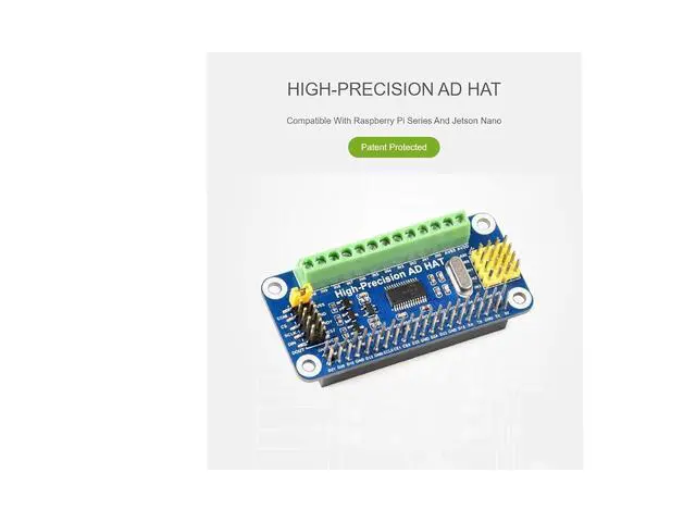 Alt view image 3 of 7 - High-Precision AD HAT for Raspberry Pi, ADS1263 10-Ch 32-bit ADC, GPIO Connectivity