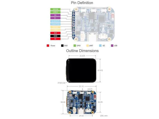 Alt view image 5 of 7 - ESP32-C6 1.69inch LCD Development Board 240×280 Pixels 262K Color IPS Display Supports Wi-Fi 6 / BLE 5 and AI Voice Interaction