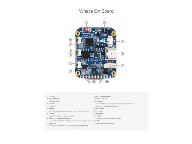 Alt view image 6 of 7 - ESP32-C6 1.69inch LCD Development Board 240×280 Pixels 262K Color IPS Display Supports Wi-Fi 6 / BLE 5 and AI Voice Interaction