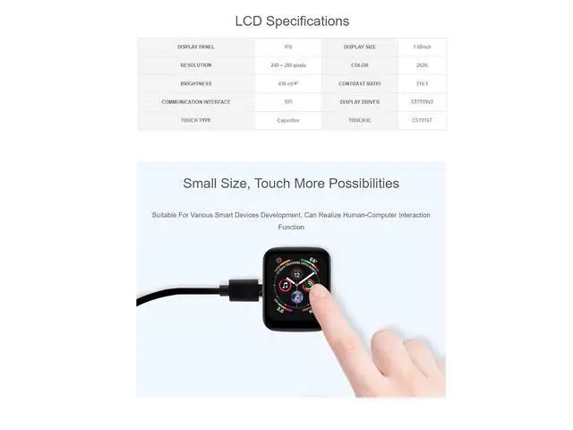 Alt view image 7 of 7 - ESP32-C6 1.69inch Touch LCD Development Board 240×280 Pixels 262K Color IPS Display Supports Wi-Fi 6 / BLE 5 and AI Voice Interaction