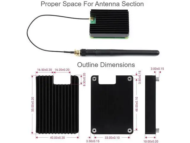 Alt view image 6 of 7 - Aluminum Alloy Heatsink B Compatible with Raspberry Pi Compute Module 4 CM4 Motherboard CM4 Base Board,with Antenna Notch