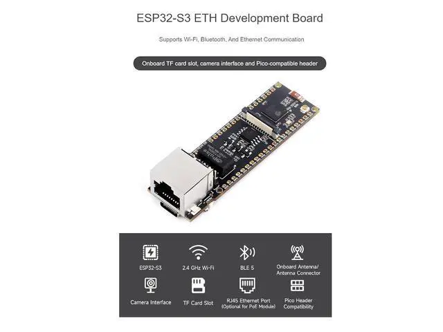 Alt view image 2 of 7 - ESP32-S3 ETH Development Board Based on ESP32-S3R8,ESP32 S3 Ethernet Module, 10/100Mbps RJ45 Ethernet Port,Support Wi-Fi & Bluetooth,Dual Core Processor