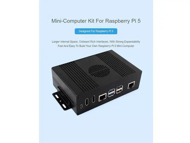 Alt view image 2 of 7 - Multi-Functional All-in-one Mini-Computer Kit Designed for Raspberry Pi 5,Aluminum Alloy Case+Pi5 HDMI and Type-C Adapter+PCIe to M.2 Board