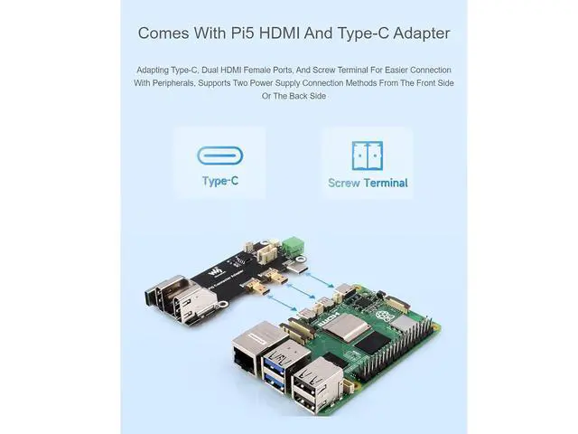 Alt view image 3 of 7 - Multi-Functional All-in-one Mini-Computer Kit Designed for Raspberry Pi 5,Aluminum Alloy Case+Pi5 HDMI and Type-C Adapter+PCIe to M.2 Board