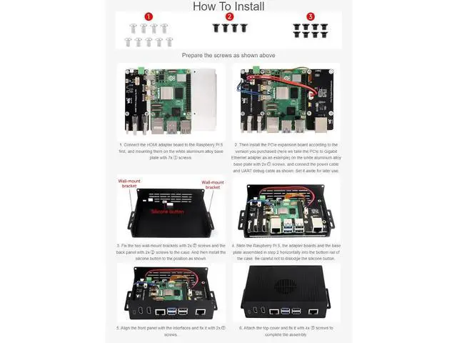 Alt view image 6 of 7 - Multi-Functional All-in-one Mini-Computer Kit Designed for Raspberry Pi 5,Aluminum Alloy Case+Pi5 HDMI and Type-C Adapter+PCIe to M.2 Board