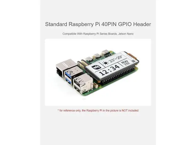 Alt view image 4 of 7 - 2.13inch E-Paper HAT+ for Raspberry Pi 5/ 4B/3B+/3B/2B/A+/Zero W/WH/Zero 2 W/Jetson Nano,250x122 Pixel 2.13inch E-Ink Display HAT Two-Color e-paper ModuleSPI Interface