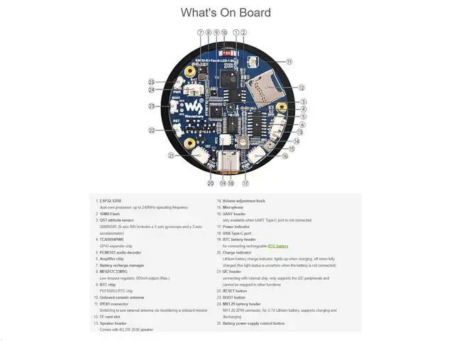 Alt view image 5 of 7 - ESP32-S3 1.85inch Round Touch Display Development Board 360×360 Resolution 262K Color LCD Screen, 32-bit LX7 Dual-core Processor,Supports WiFi & Bluetooth