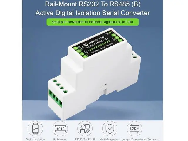 Alt view image 2 of 7 - RS232 to RS485 Converter Adapter (B), Rail-Mount Active Digital Isolator Serial Converter,Serial Port Conversion for Industrial, Agricultural, IoT,600W Lightningproof & Anti-Surge