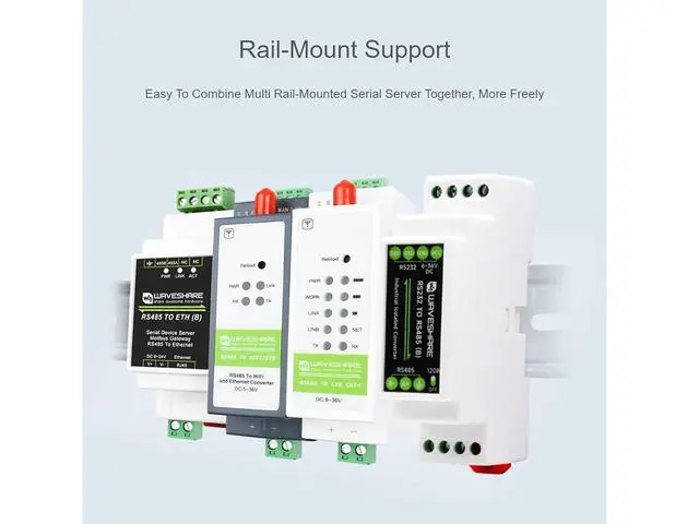 Alt view image 3 of 7 - RS232 to RS485 Converter Adapter (B), Rail-Mount Active Digital Isolator Serial Converter,Serial Port Conversion for Industrial, Agricultural, IoT,600W Lightningproof & Anti-Surge