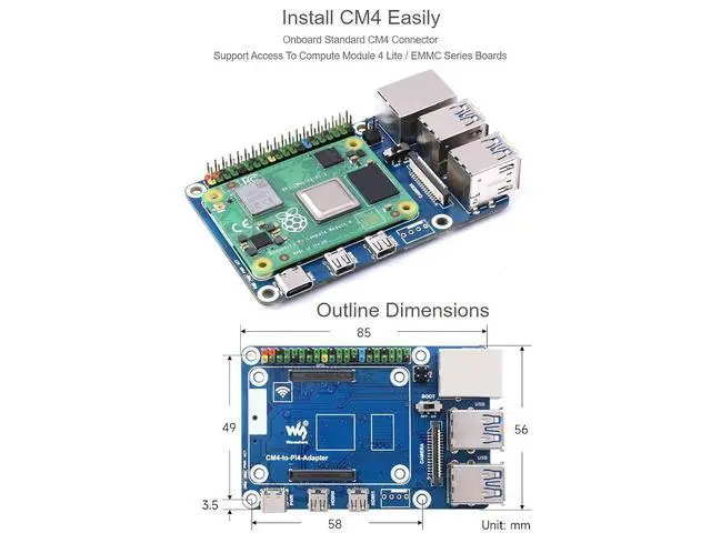 Alt view image 6 of 7 - Compute Module 4 to Raspberry Pi 4B Adapter,Based on Compute Module 4 to Reproduce The Original Appearance of Pi 4 B,Alternative Solution for Raspberry Pi 4B