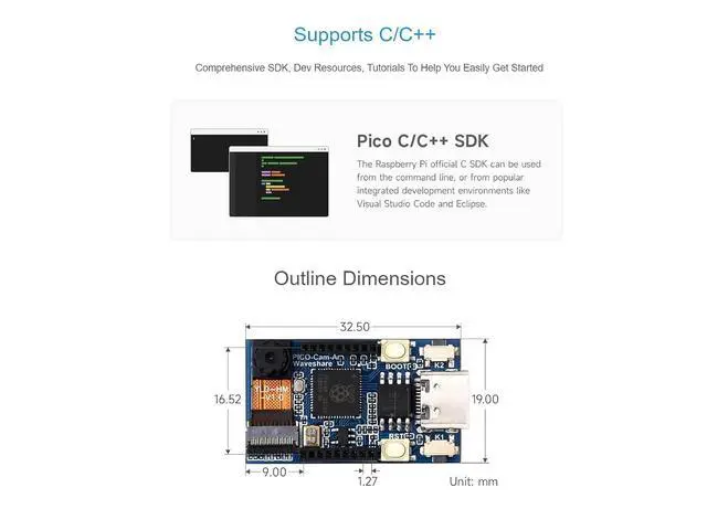 Alt view image 4 of 7 - RP2040 MCU Camera Development Board Based on RP2040 Chip,Onboard HM01B0 Grayscale Camera,1.14inch IPS LCD Display