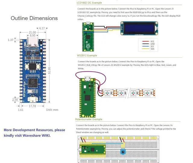 Alt view image 7 of 7 - P2040-Plus Mini Board High-Performance Pico-Like MCU Board Based on Raspberry Pi RP2040 Chip,Dual-core Arm Cortex M0+ Processor,USB-C Connector,Onboard 16MB Flash,Higher Current DC-DC Chip