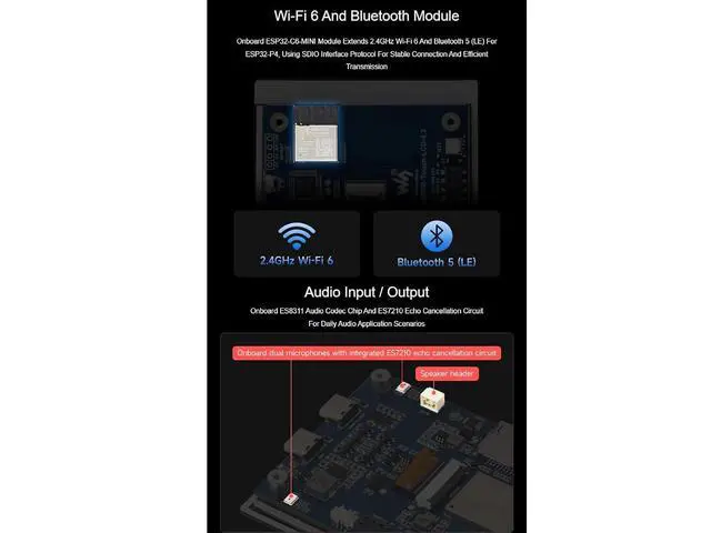 Alt view image 5 of 6 - ESP32-P4-WIFI6 4.3inch LCD Development Board,480×800 Resolution 5-Point Capacitive Touch Display,Based on ESP32-P4 and ESP32-C6,Supports AI Speech Interaction