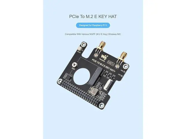 Alt view image 2 of 7 - PCIe to M.2 E Key Adapter with PoE HAT for Raspberry Pi 5,Compatible with NGFF (M.2 E Key) Wireless NIC,Suitable for A/E Key and E Key