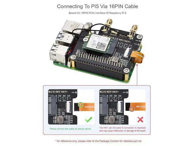 Alt view image 3 of 7 - PCIe to M.2 E Key Adapter with PoE HAT for Raspberry Pi 5,Compatible with NGFF (M.2 E Key) Wireless NIC,Suitable for A/E Key and E Key