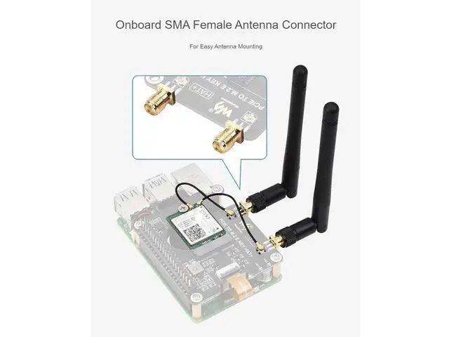 Alt view image 5 of 7 - PCIe to M.2 E Key Adapter with PoE HAT for Raspberry Pi 5,Compatible with NGFF (M.2 E Key) Wireless NIC,Suitable for A/E Key and E Key
