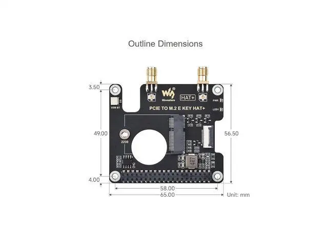 Alt view image 7 of 7 - PCIe to M.2 E Key Adapter with PoE HAT for Raspberry Pi 5,Compatible with NGFF (M.2 E Key) Wireless NIC,Suitable for A/E Key and E Key