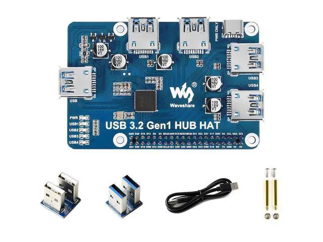 Alt view image 7 of 7 - USB 3.2 Gen1 HUB HAT Expansion Board for Raspberry Pi 4 B 3 B+ 3 B 2B Zero Zero 2 W Zero WH,with 4X USB 3.2 Gen1 Ports, Compatible with USB 3.0/2.0/1.1, Plug and Play