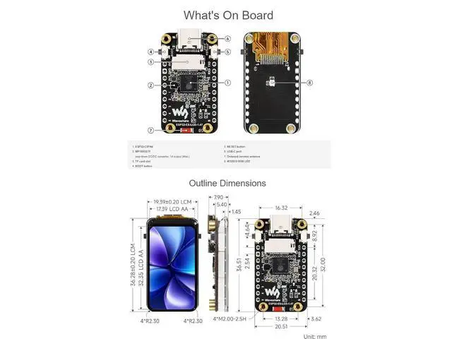 Alt view image 7 of 7 - ESP32-C5 1.47inch LCD Display Development Board,262K Color Display | 172×320 Resolution, 2.4GHz/5GHz Wi-Fi 6 and Bluetooth 5 (LE) ,RISC-V 32-bit Processor,Multiple Peripherals