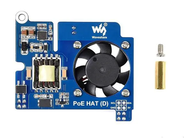 Alt view image 2 of 6 - PoE HAT for Raspberry Pi 4 B/3 B+,Power Over Ethernet HAT (D) with Fan,Support IEEE 802.3af Network,Compatible with Raspberry Pi Official 4B Case