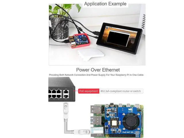 Alt view image 5 of 6 - PoE HAT for Raspberry Pi 4 B/3 B+,Power Over Ethernet HAT (D) with Fan,Support IEEE 802.3af Network,Compatible with Raspberry Pi Official 4B Case