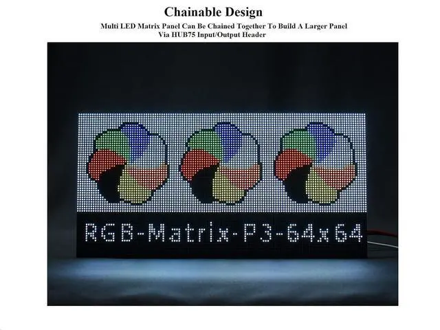Alt view image 3 of 7 - 64×64 Pixels RGB Full-Color LED Matrix Panel Display 3mm Pitch LED Module Compatible with Arduino,4096 Individual RGB LEDs,Adjustable Brightness