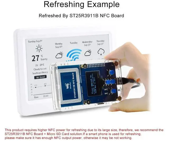 Alt view image 5 of 7 - 7.5inch Passive NFC-Powered e-Paper Display V2 Black/White e-Ink Screen, Wireless Powering and Data Transfer No Battery Required, Refresh by Smartphone with NFC Function or NFC Reader