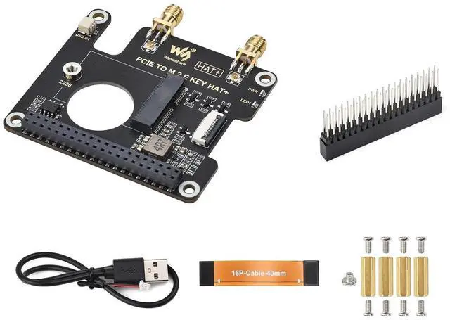 Main image of PCIe to M.2 E Key HAT Compatible with Raspberry Pi 5,Compatible with NGFF (M.2 E Key) Wireless NIC,Suitable for A/E Key and E Key,USB Bluetooth Connection