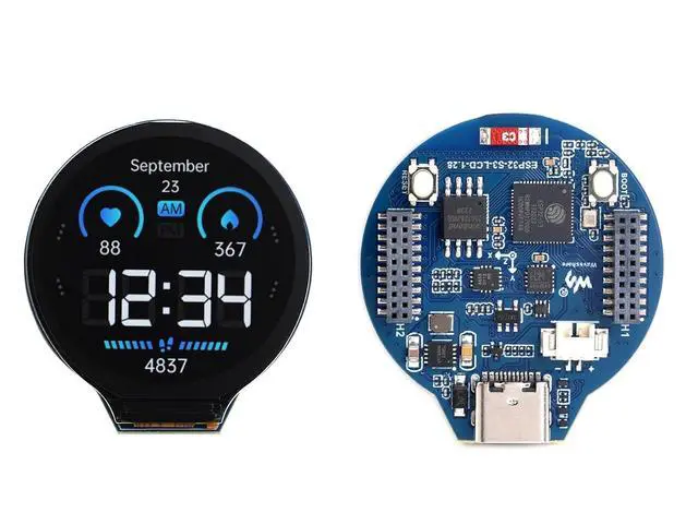 Alt view image 2 of 7 - ESP32-S3 Development Board Onboard 1.28inch Round LCD Display,32-bit LX7 Dual-core Processor,Support 2.4 GHz Wi-Fi and Bluetooth 5(LE),Embedded GC9A01 Driver Chip
