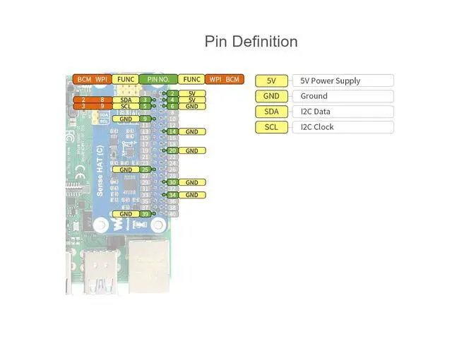 Alt view image 7 of 7 - Sense HAT (C) for Raspberry Pi 4/3 B+/3 B/2 B/B+/3 A+/A+/Zero/Zero W Onboard Multi Powerful Sensors Supports External Sensor with 40PIN GPIO Extension Header and I2C Interface